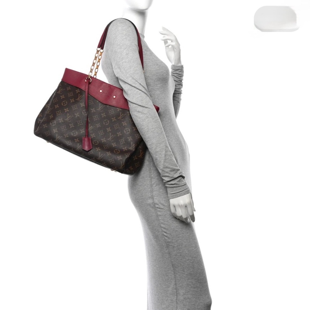 Authentic LV Brown and Red Monogram Tote - Picture 3 of 5